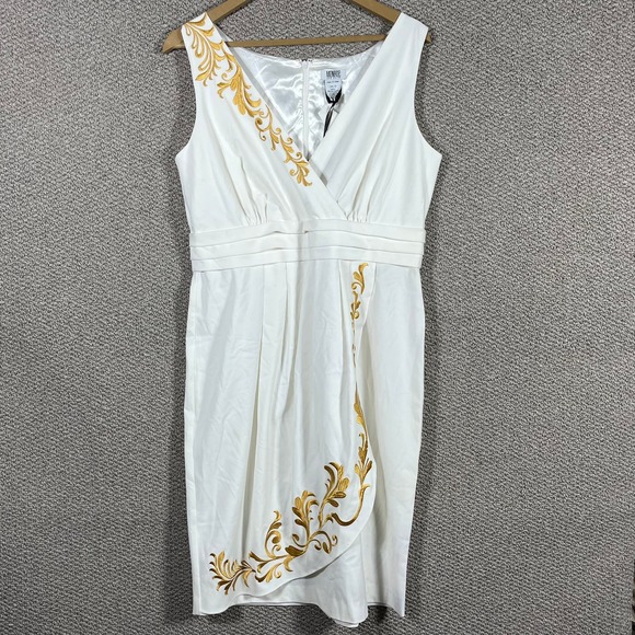 Monroe & Main Enchantment Dress Womens Size 12 White Gold Embroidered Sheath - Picture 1 of 14